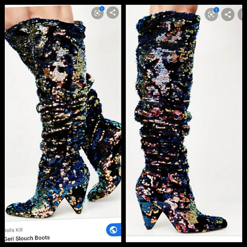 🆕Shellys London black silver velvet rare boots